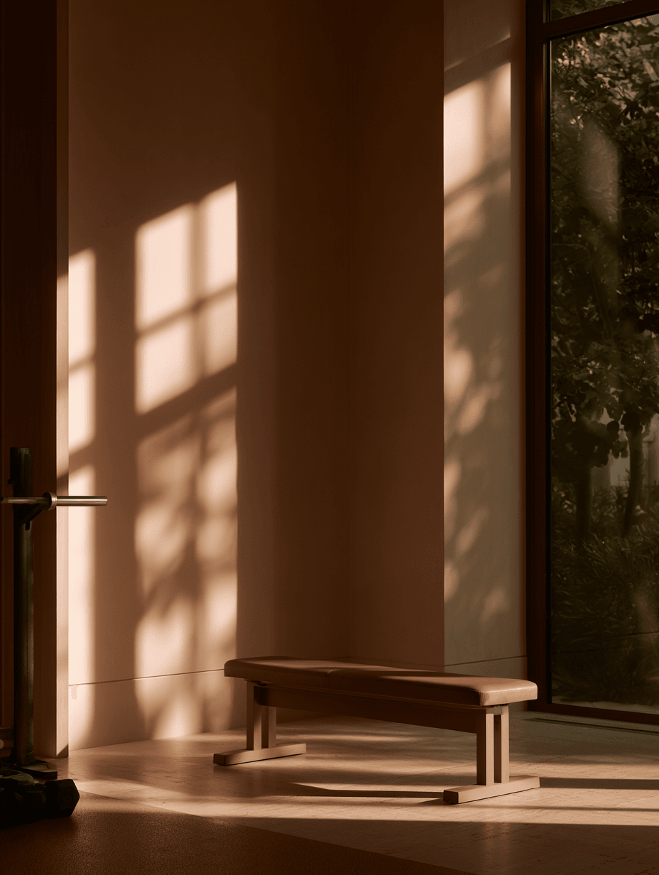 Studio sauna — six seats, warm wood, low light.